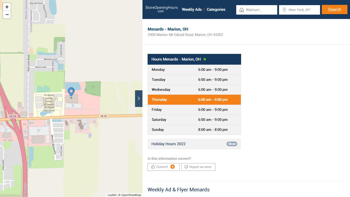 Menards - Marion, OH - Hours & Weekly Ad - Store Opening Hours